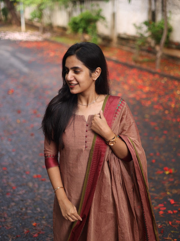 Studio Redwood Color Meenakshi-Pure kanchi cotton top and duppata set
