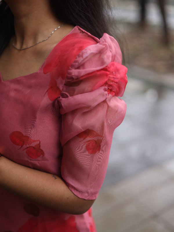 Studio Peachy Pink Colour Organza Top
