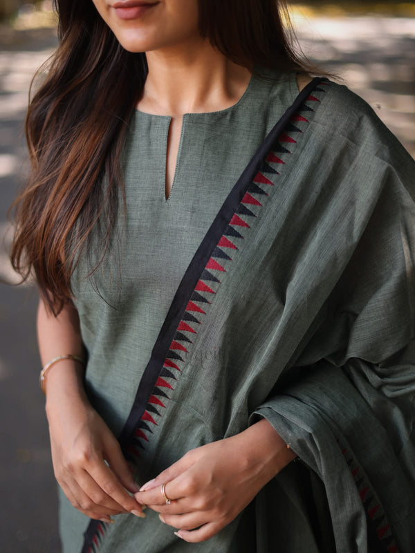 Studio Basil Green kanchi cotton top and duppata