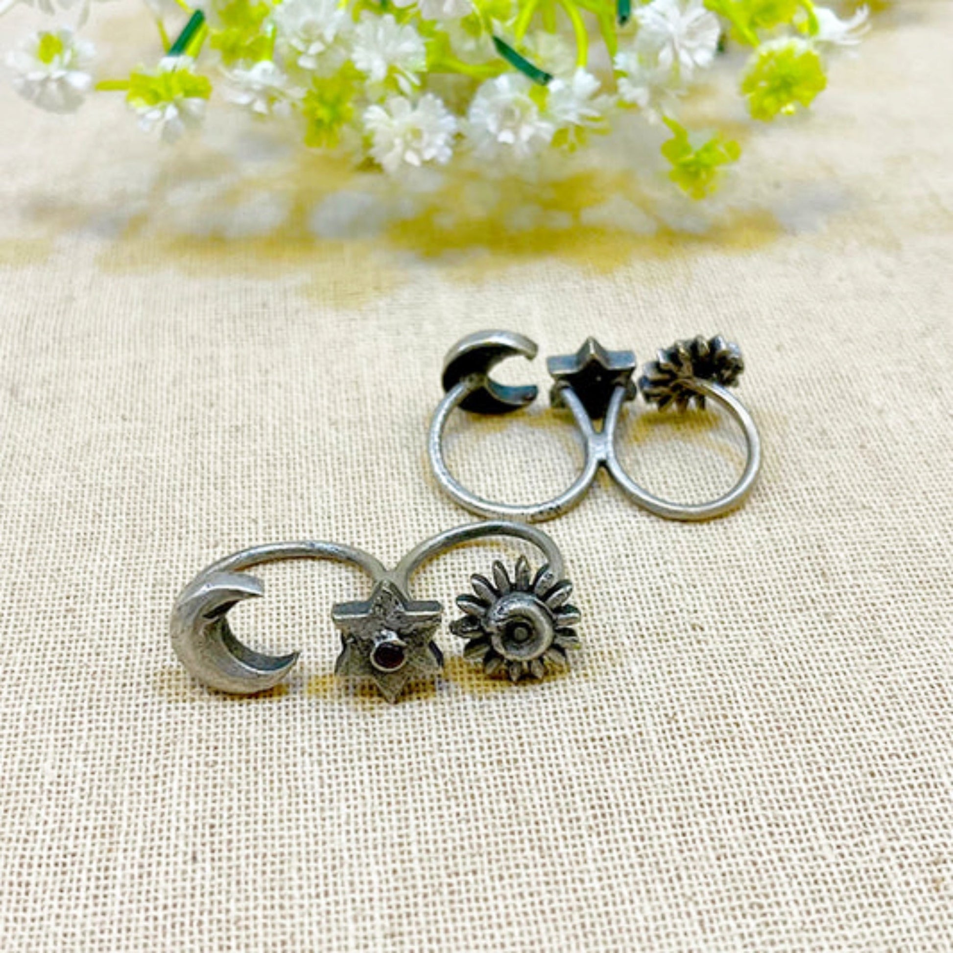 oxidized finger rings