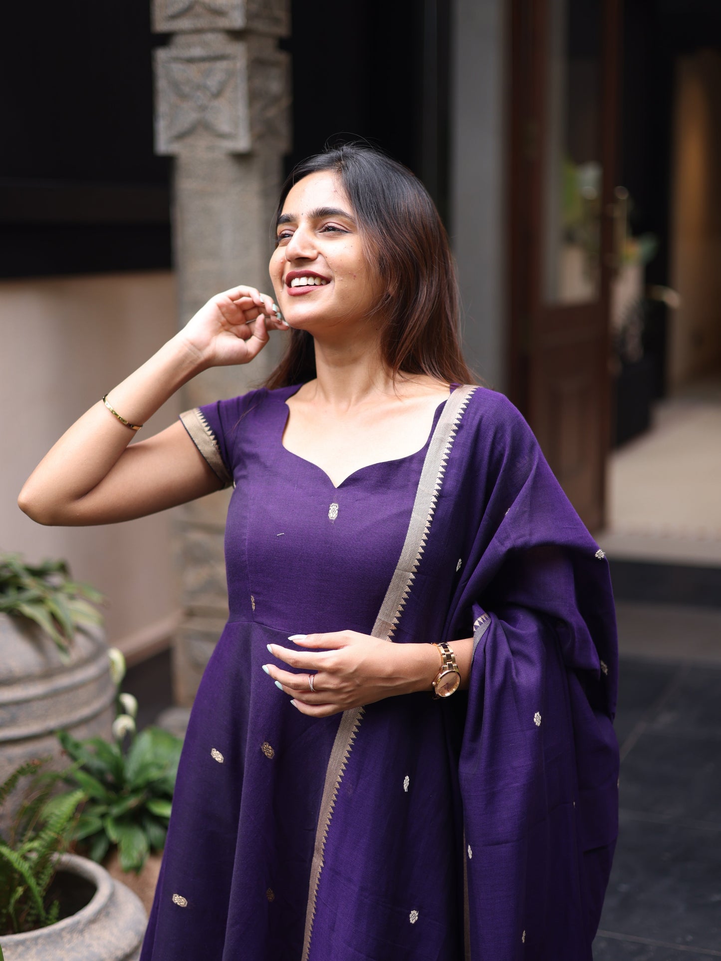 Studio Purple Malar Narayanpet Anarkali Top & Dupatta