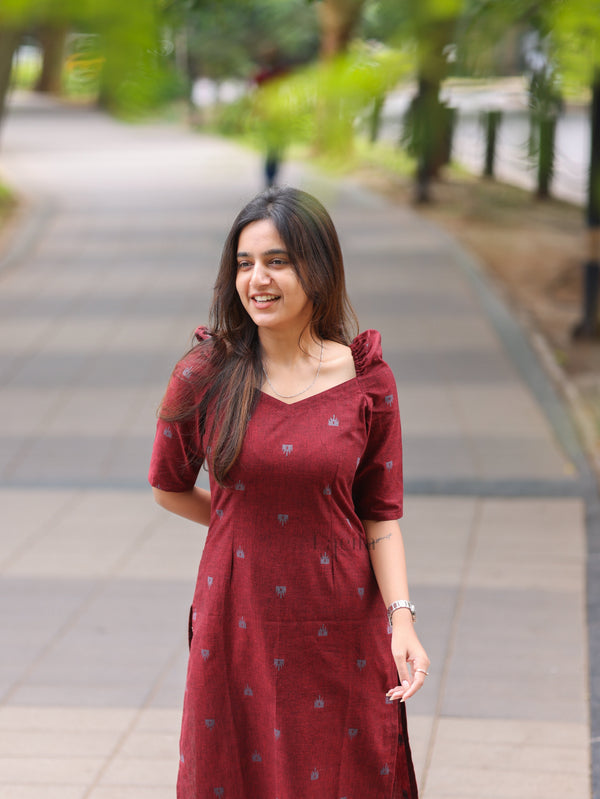 Studio Maroon cotton Top & Bottom Set