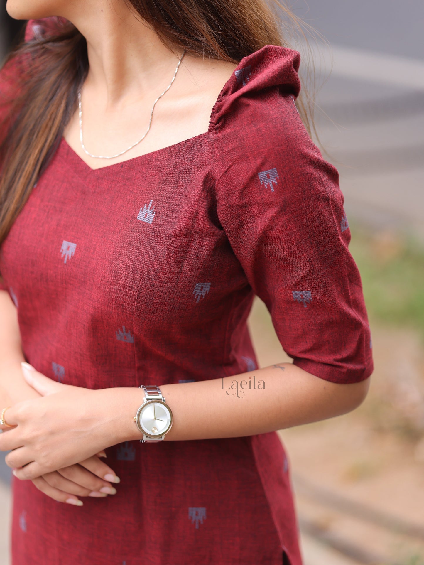 Studio Maroon cotton Top & Bottom Set