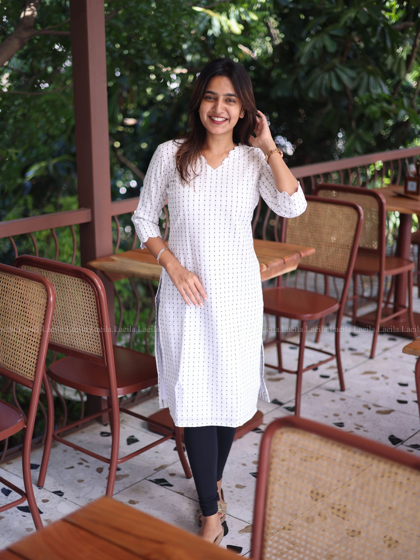 Studio  White Dots Handloom Cotton Top