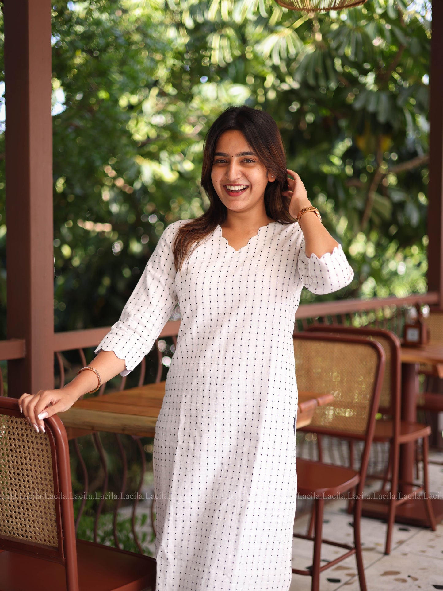Studio  White Dots Handloom Cotton Top