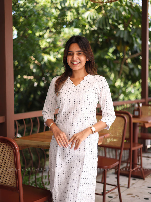 Studio  White Dots Handloom Cotton Top