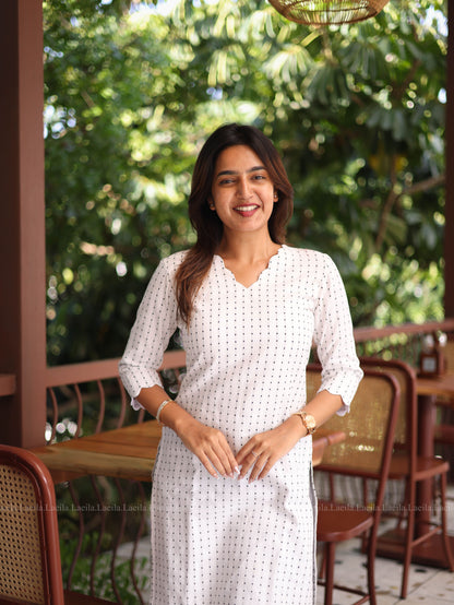 Studio  White Dots Handloom Cotton Top