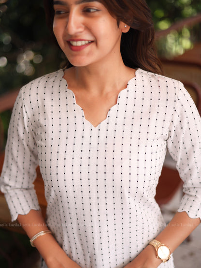 Studio  White Dots Handloom Cotton Top