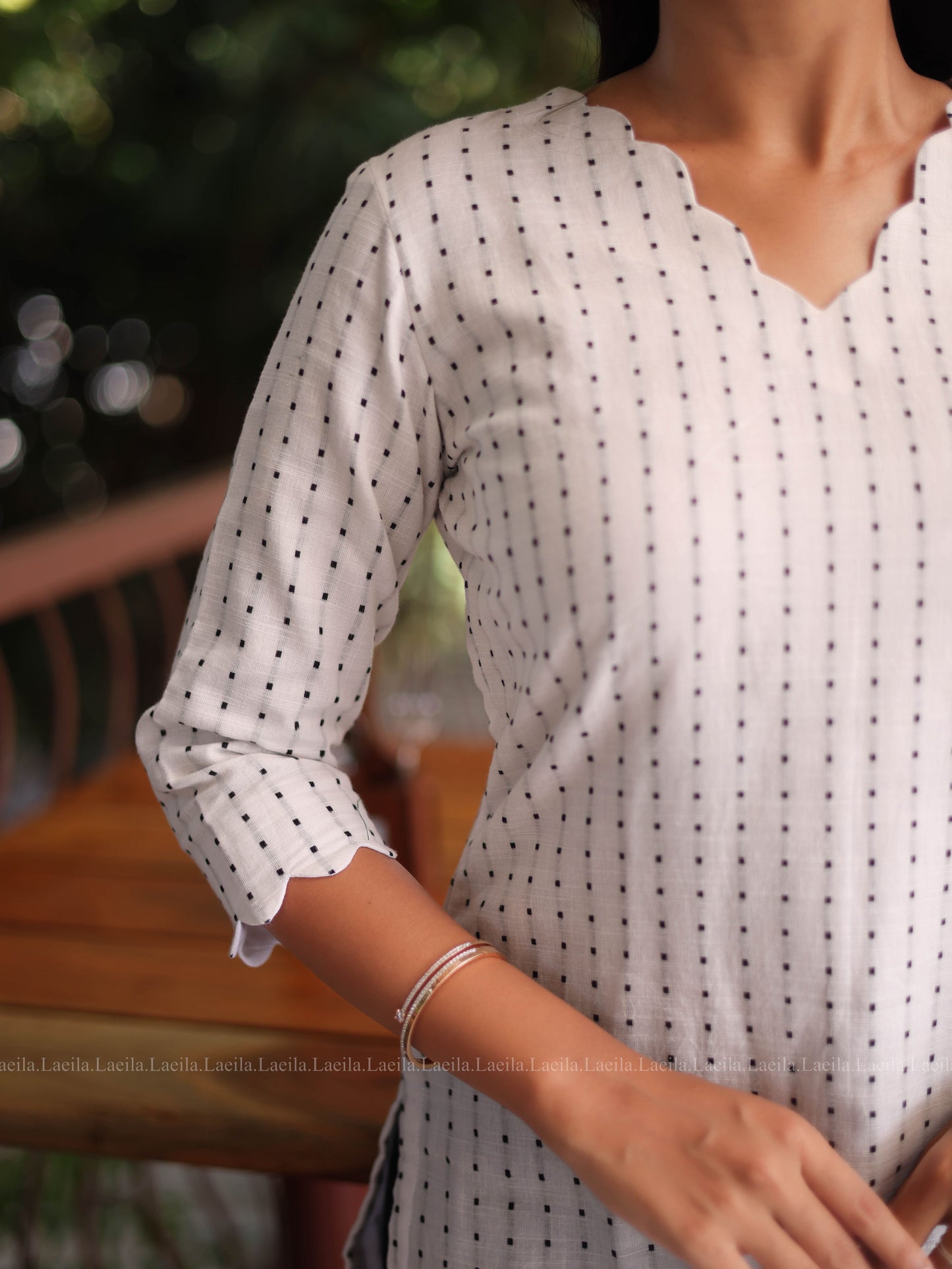 Studio  White Dots Handloom Cotton Top