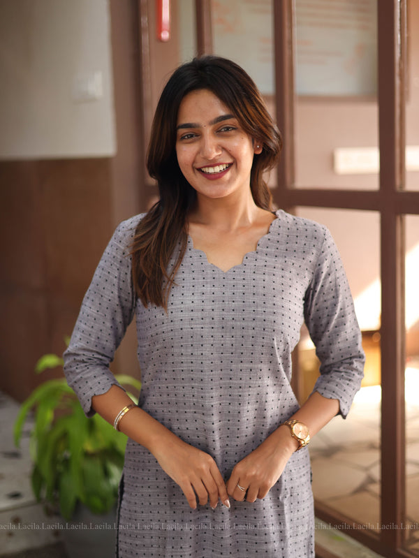 Studio  Grey Dots Handloom Cotton Top