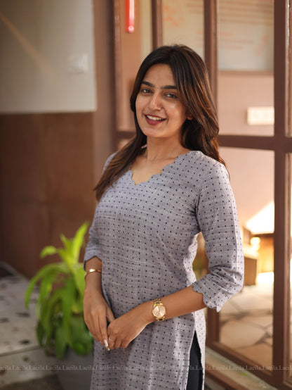 Studio  Grey Dots Handloom Cotton Top
