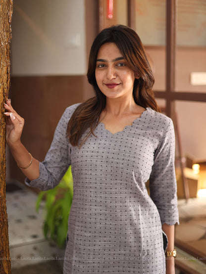 Studio  Grey Dots Handloom Cotton Top