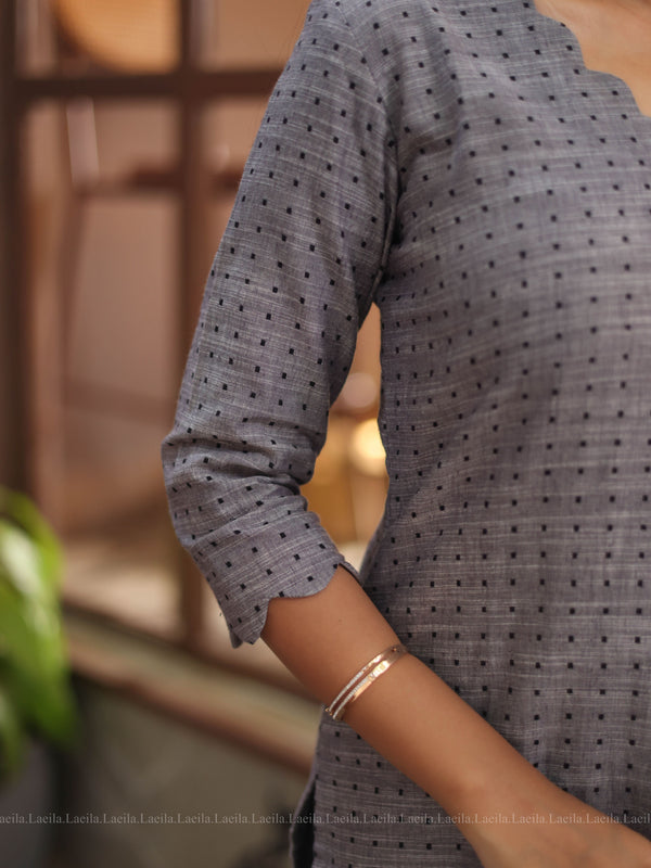 Studio  Grey Dots Handloom Cotton Top