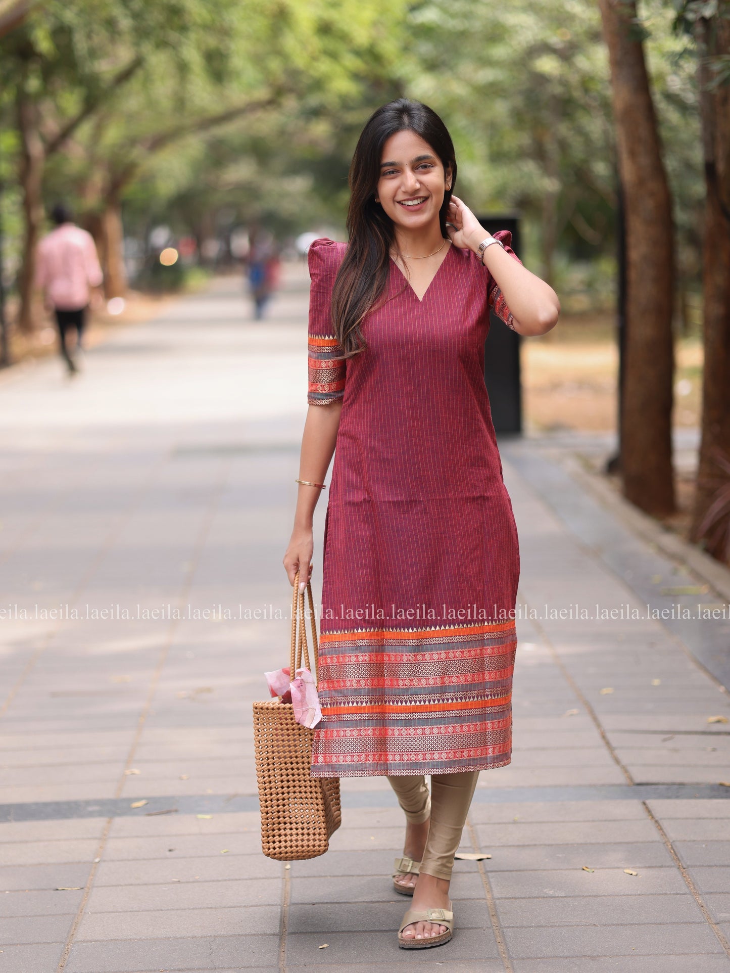 Studio Maroon border Meenakshi - Pure kanchi cotton Top