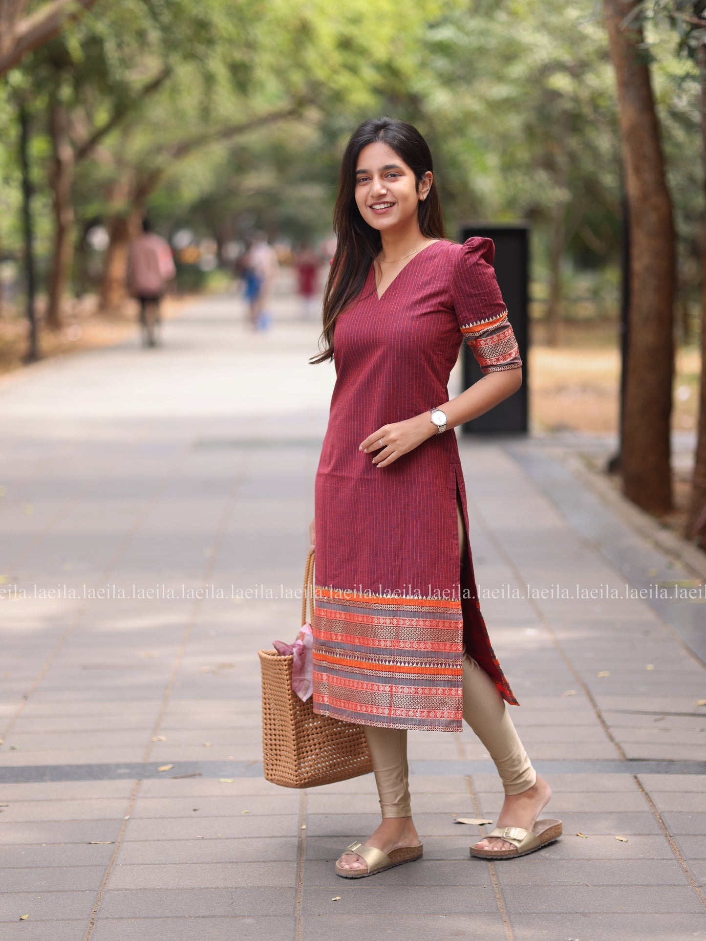 Studio Maroon border Meenakshi - Pure kanchi cotton Top