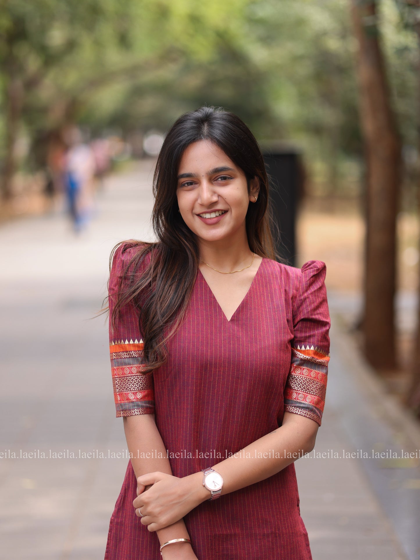 Studio Maroon border Meenakshi - Pure kanchi cotton Top