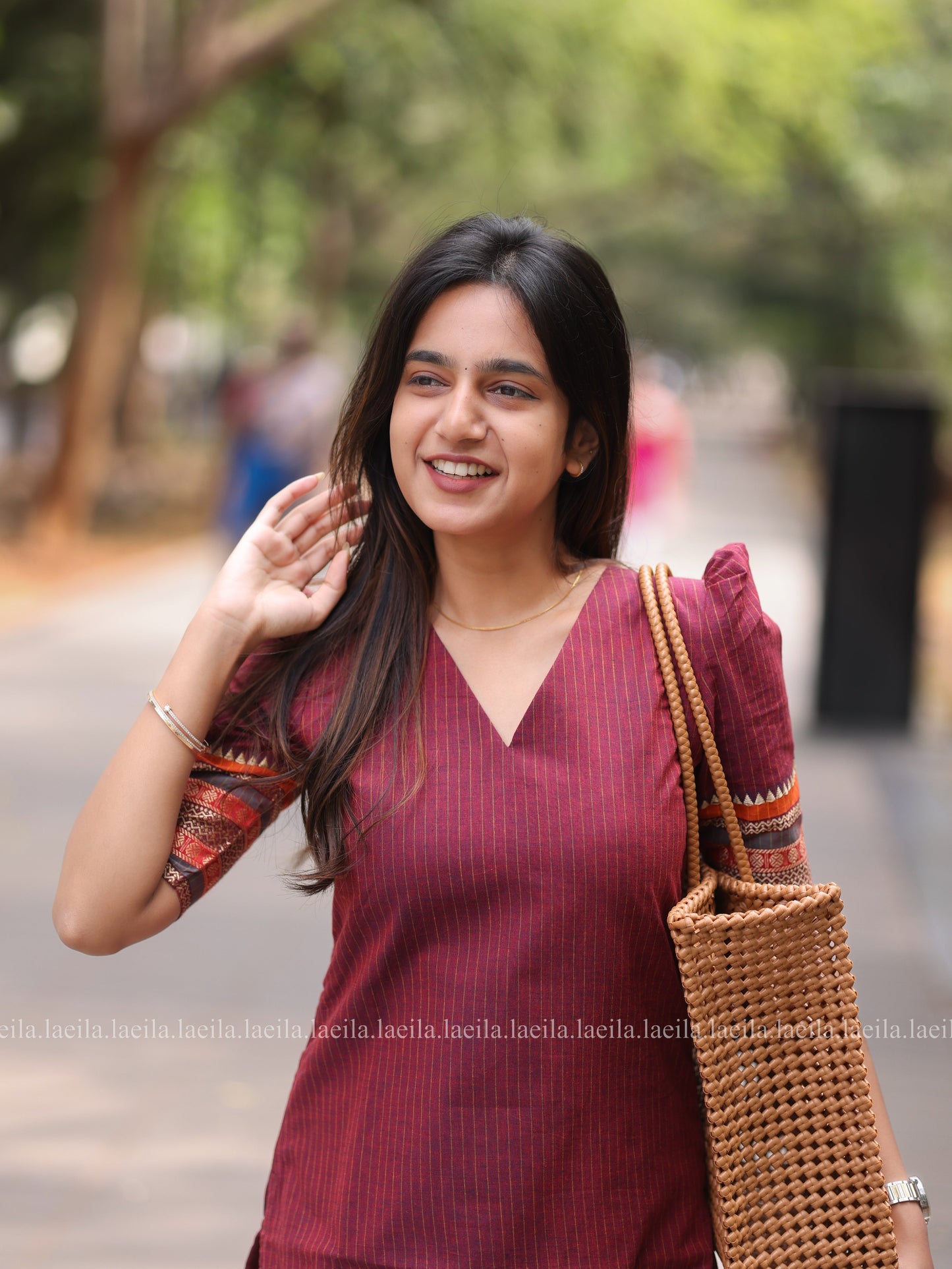 Studio Maroon border Meenakshi - Pure kanchi cotton Top