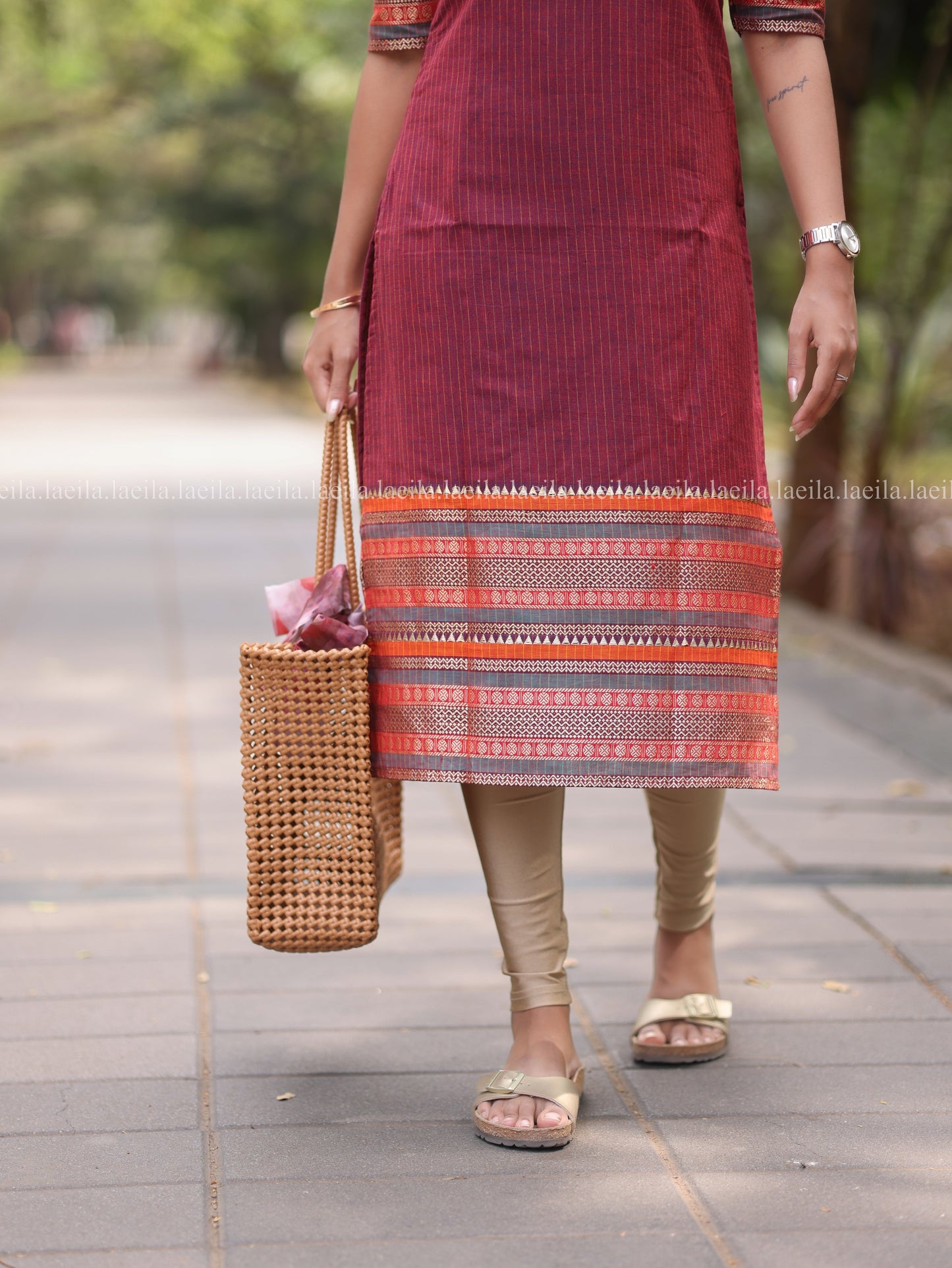 Studio Maroon border Meenakshi - Pure kanchi cotton Top