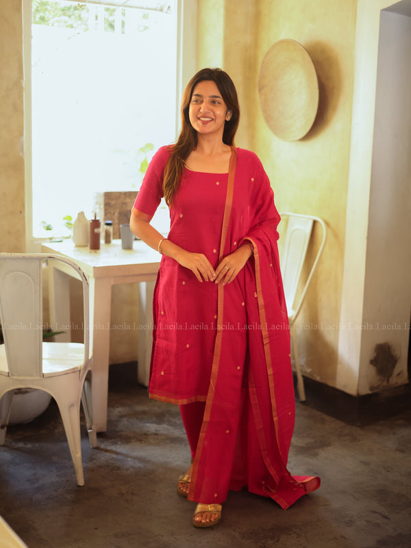 Studio Pink Malar Narayanpet Top & Dupatta