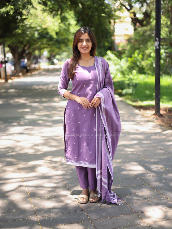 Studio Dark lavender cotton kadhambari set