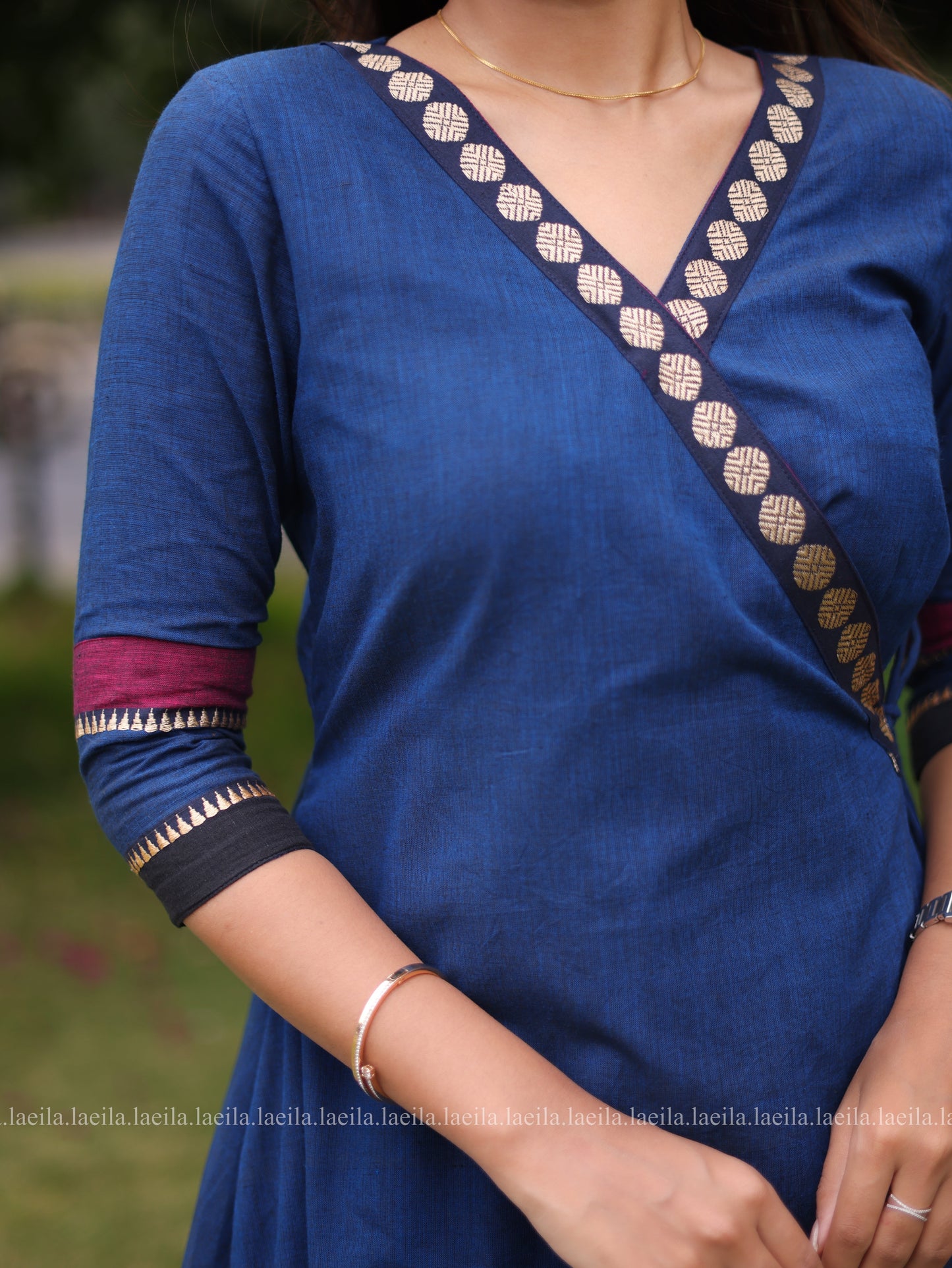 Studio Blue Cotton Side Tie Meenakshi Kanchi top