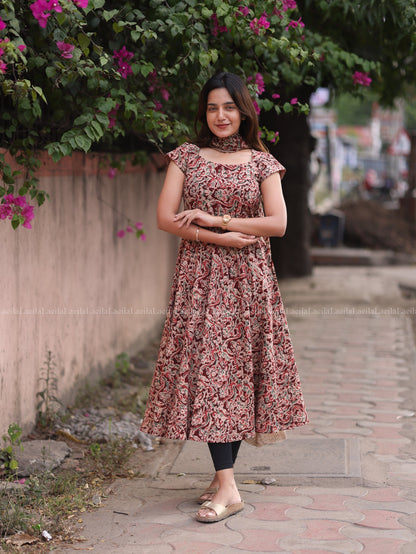 Studio  Maroon Anarkali Top & Dupatta Set