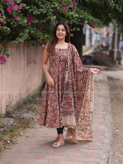 Studio  Maroon Anarkali Top & Dupatta Set