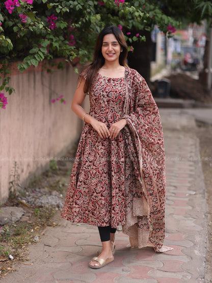 Studio  Maroon Anarkali Top & Dupatta Set