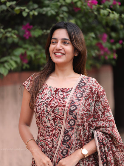 Studio  Maroon Anarkali Top & Dupatta Set