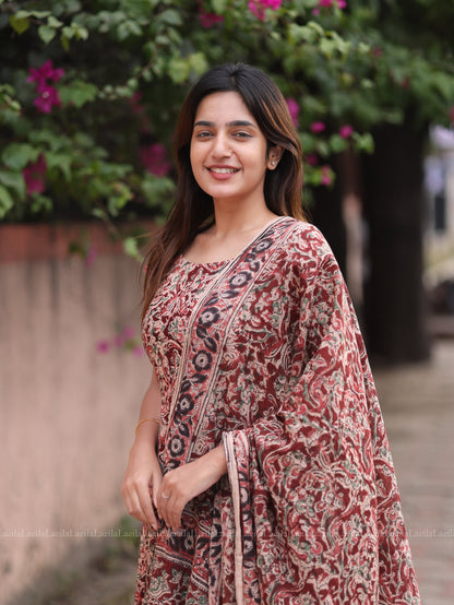 Studio  Maroon Anarkali Top & Dupatta Set