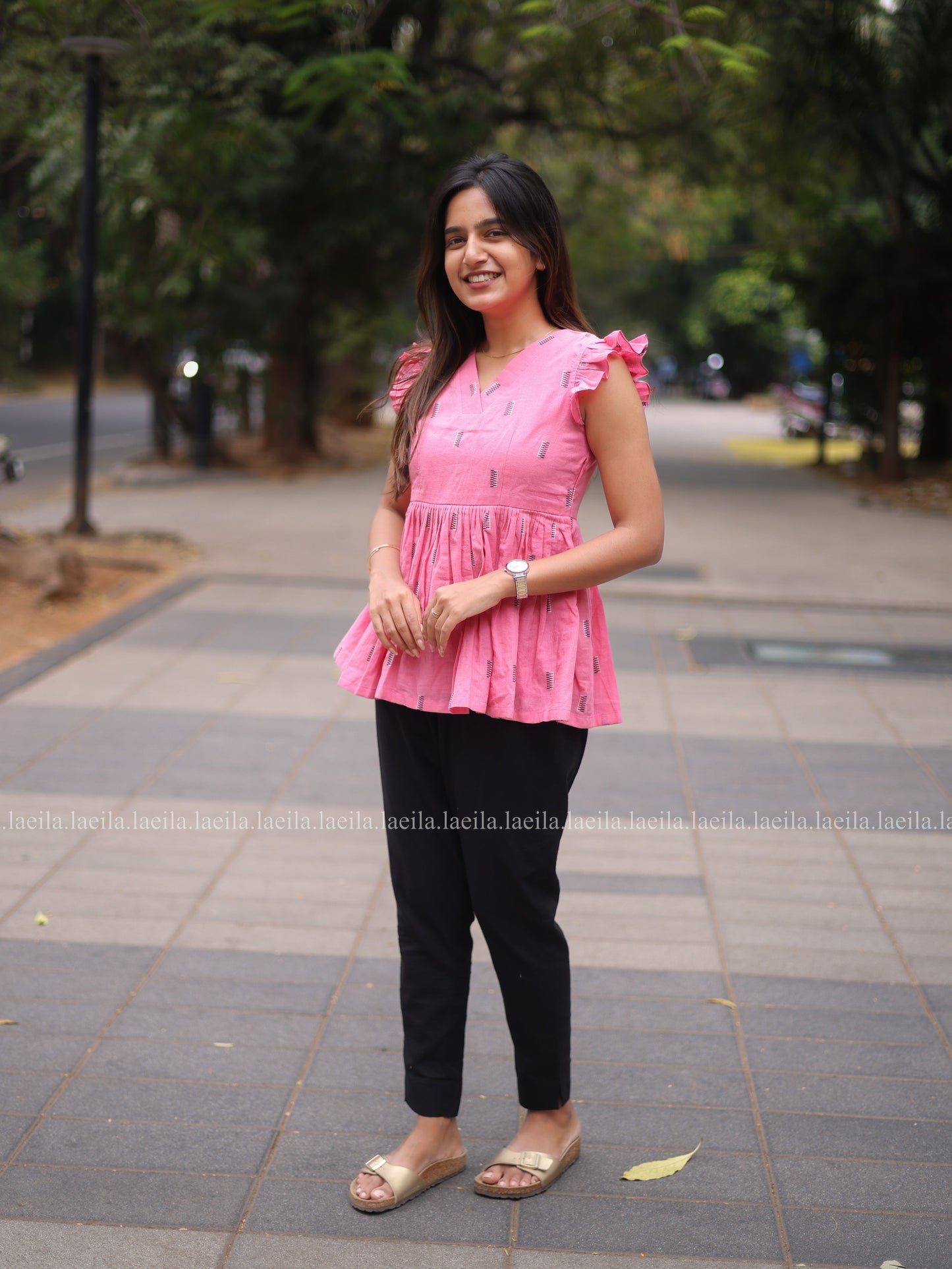 Studio Hot Pink Peplum Top