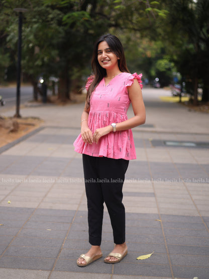 Studio Hot Pink Peplum Top