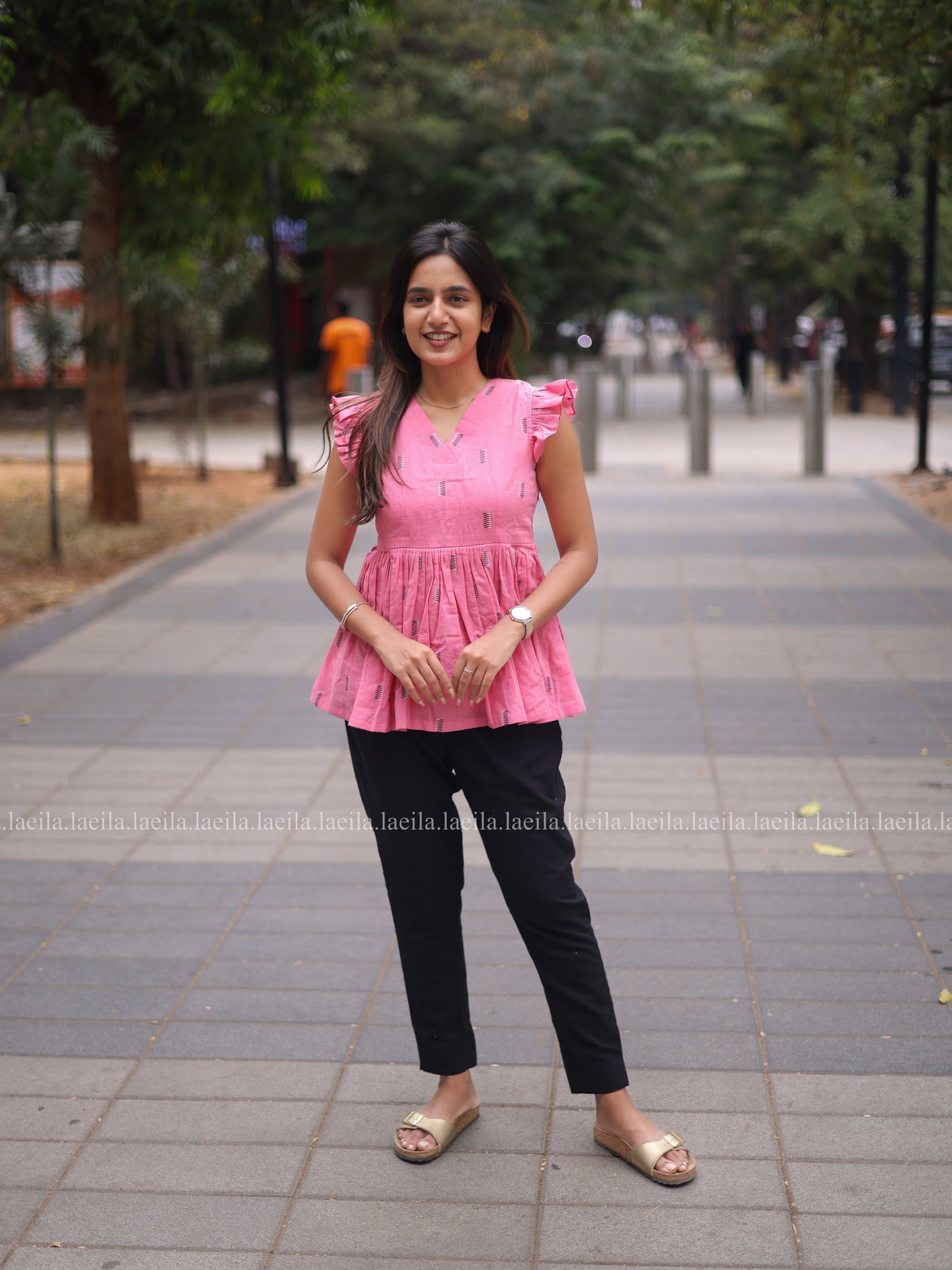 Studio Hot Pink Peplum Top