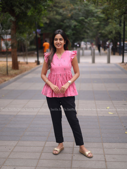 Studio Hot Pink Peplum Top