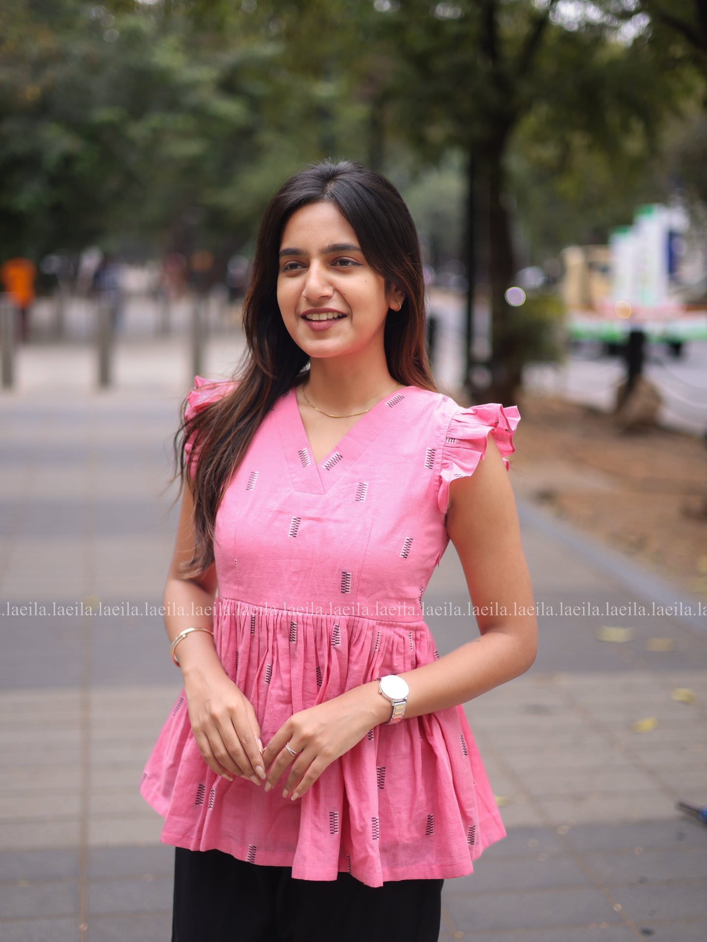 Studio Hot Pink Peplum Top