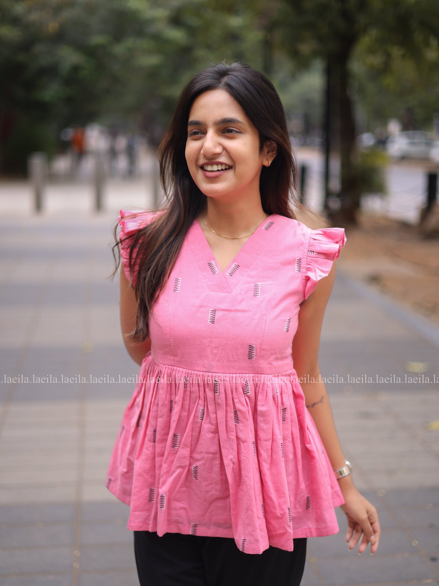 Studio Hot Pink Peplum Top
