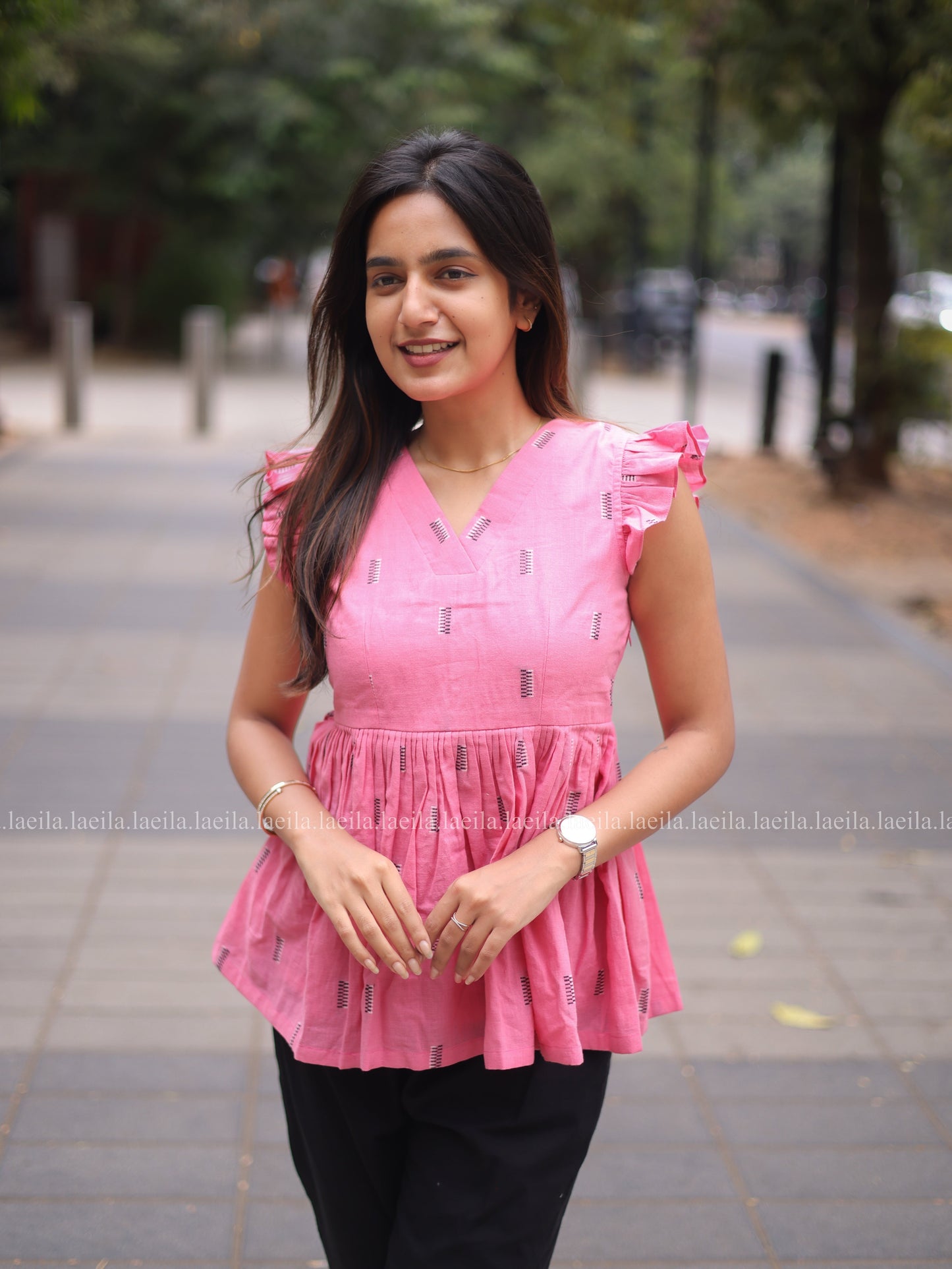 Studio Hot Pink Peplum Top