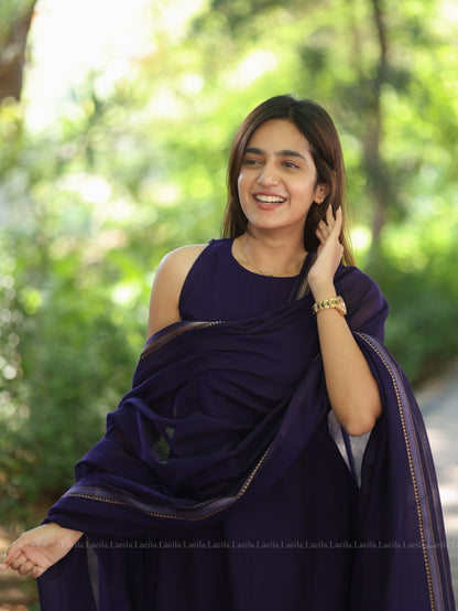 Purple Malar Narayanpet Set (Top & Dupatta)