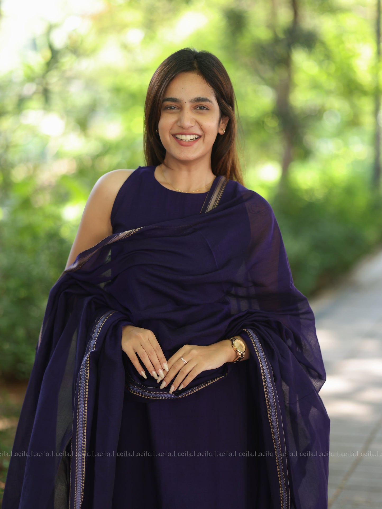 Purple Malar Narayanpet Set (Top & Dupatta)