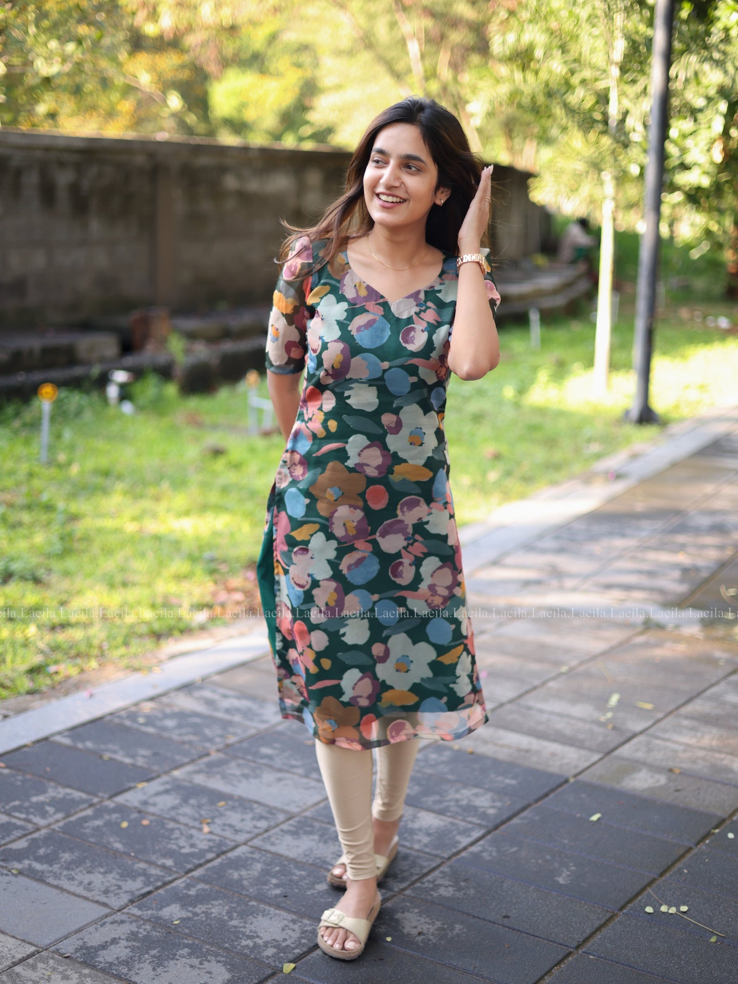 Studio Green Floral organza Top