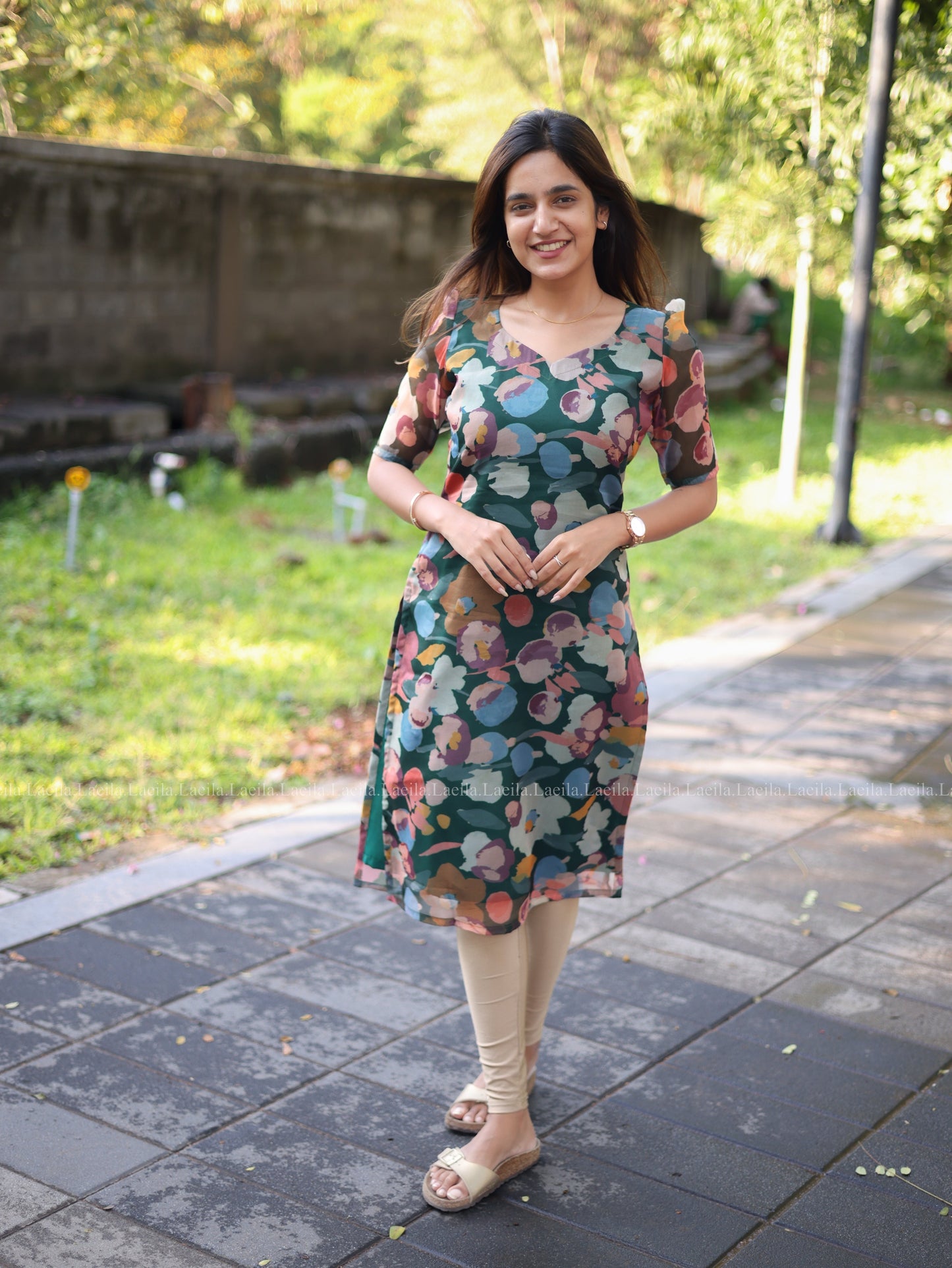 Studio Green Floral organza Top