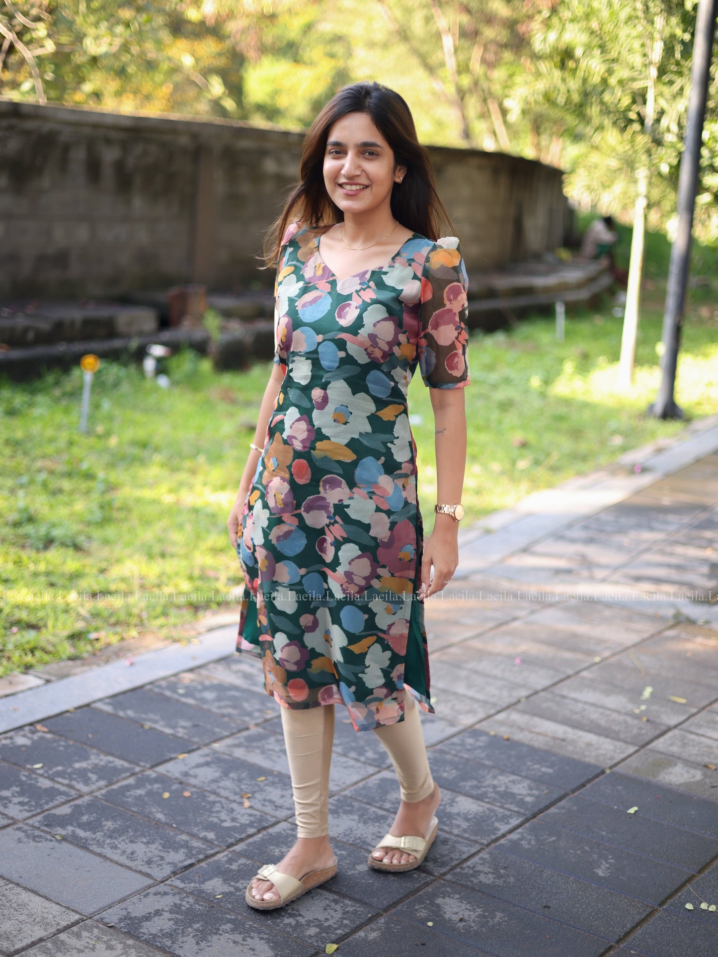 Studio Green Floral organza Top