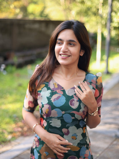 Studio Green Floral organza Top