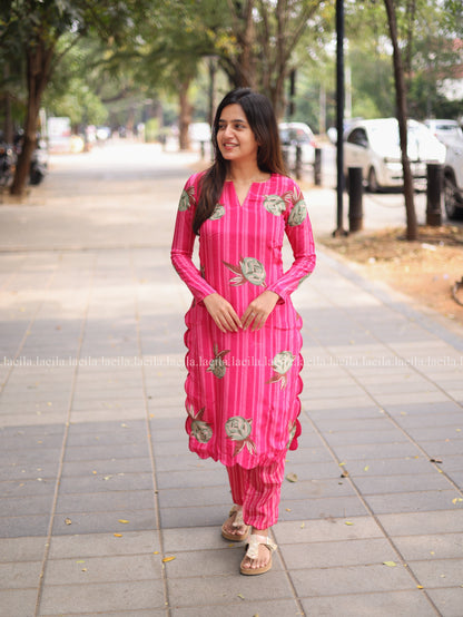 Studio Pink pure muslin Crape Co-ord Set