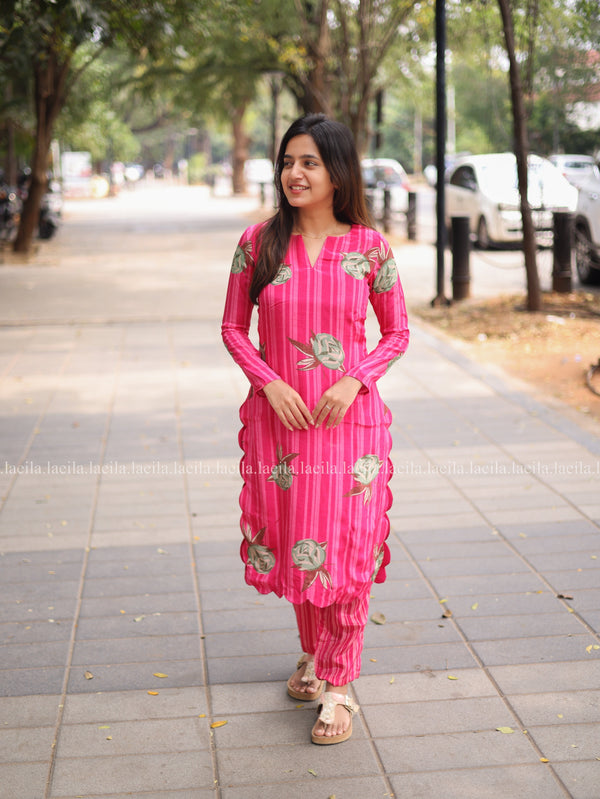 Studio Pink pure muslin Crape Co-ord Set