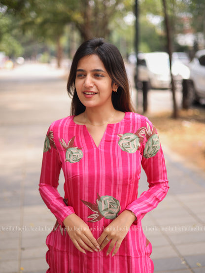 Studio Pink pure muslin Crape Co-ord Set