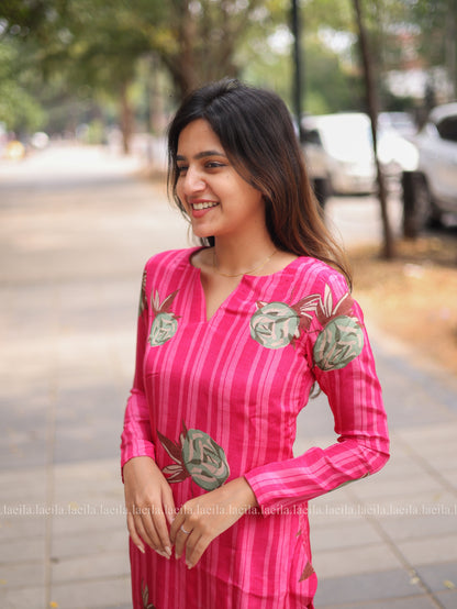 Studio Pink pure muslin Crape Co-ord Set