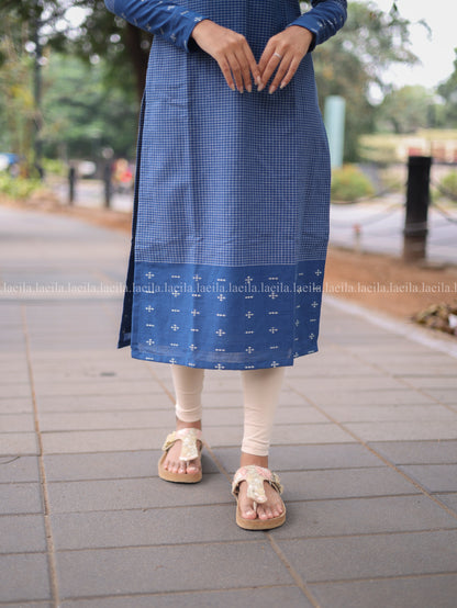 Studio Blue Checked Full Sleeve Top