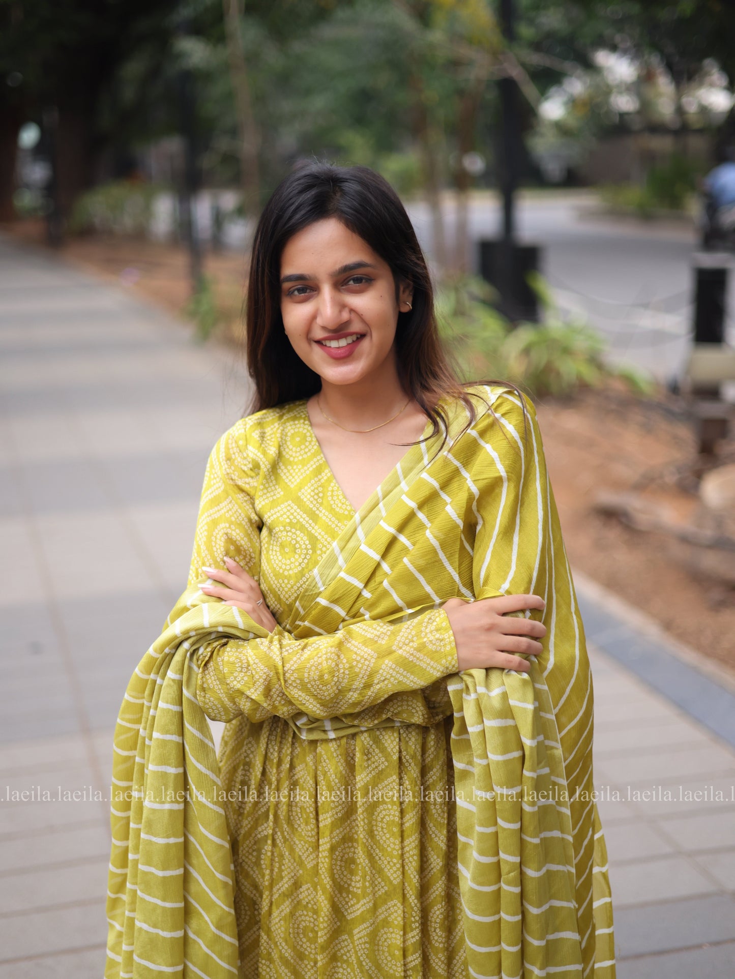 Studio Pear Green Alia cut Top & Dupatta