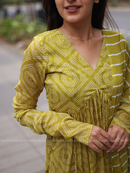 Studio Pear Green Alia cut Top & Dupatta